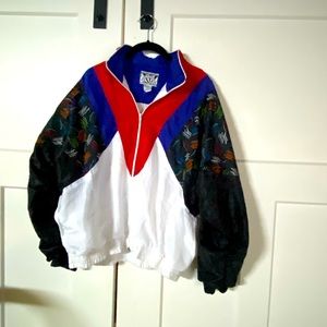Subterranean vintage ski jacket windbreaker with white, red and blue body.